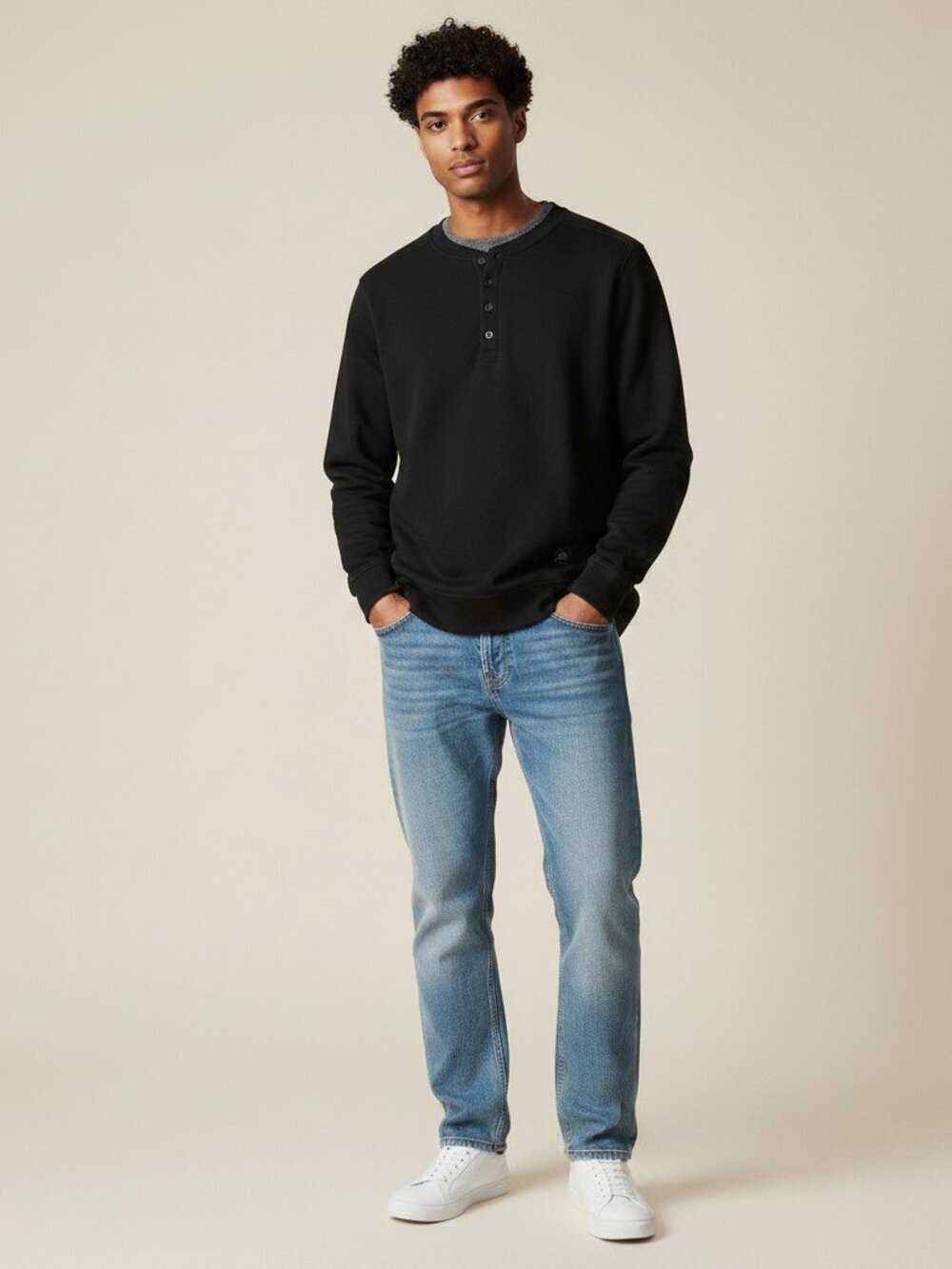 Matix Henley Sweatshirt | Men's Medium | Black Sherpa Collar NWT